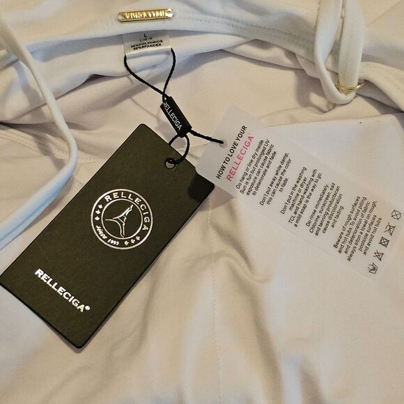 NWT RELLECIGA White One-Piece Swimsuit Large Adjustable Straps Full Coverage - Picture 5 of 10